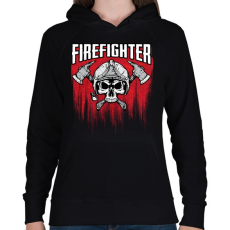 PRINTFASHION Firefighter - Női kapucnis pulóver - Fekete
