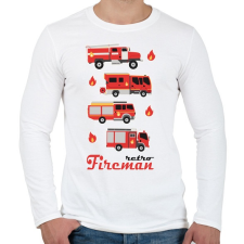 PRINTFASHION Fireman retro - Férfi hosszú ujjú póló - Fehér férfi póló