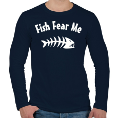 PRINTFASHION Fish Fear me - Férfi hosszú ujjú póló - Sötétkék