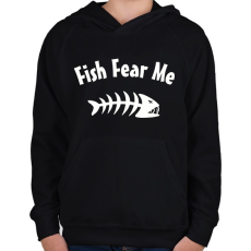 PRINTFASHION Fish Fear me - Gyerek kapucnis pulóver - Fekete