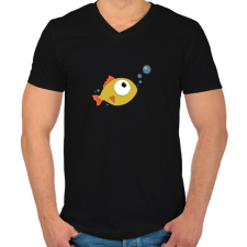PRINTFASHION Fish - Férfi V-nyakú póló - Fekete férfi póló
