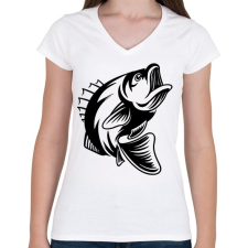 PRINTFASHION fish - Női V-nyakú póló - Fehér női póló