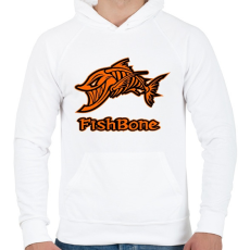 PRINTFASHION Fishbone 1 narancssárga - Férfi kapucnis pulóver - Fehér