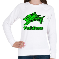 PRINTFASHION Fishbone 1 zöld - Női pulóver - Fehér