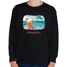 PRINTFASHION Fishing brothers - Gyerek pulóver - Fekete gyerek pulóver, kardigán