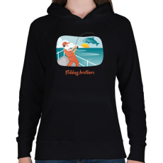 PRINTFASHION Fishing brothers - Női kapucnis pulóver - Fekete