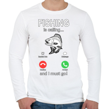 PRINTFASHION FISHING - Férfi hosszú ujjú póló - Fehér férfi póló