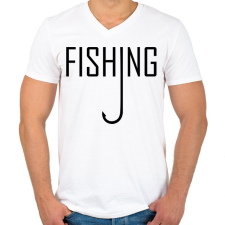 PRINTFASHION Fishing - Férfi V-nyakú póló - Fehér férfi póló