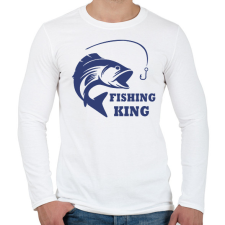 PRINTFASHION Fishing King - Férfi hosszú ujjú póló - Fehér férfi póló