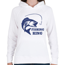 PRINTFASHION Fishing King - Női kapucnis pulóver - Fehér női pulóver, kardigán