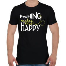 PRINTFASHION Fishing makes me happy - Férfi póló - Fekete férfi póló