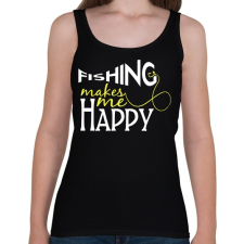 PRINTFASHION Fishing makes me happy - Női atléta - Fekete női trikó