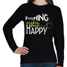 PRINTFASHION Fishing makes me happy - Női pulóver - Fekete női pulóver, kardigán