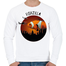 PRINTFASHION Fishzilla - Férfi pulóver - Fehér férfi pulóver, kardigán