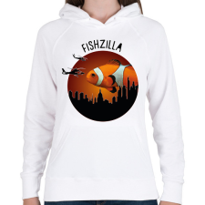 PRINTFASHION Fishzilla - Női kapucnis pulóver - Fehér női pulóver, kardigán