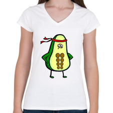PRINTFASHION Fitness Avocado - Női V-nyakú póló - Fehér női póló
