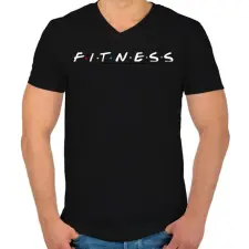 PRINTFASHION Fitness Friends - Férfi V-nyakú póló - Fekete férfi póló