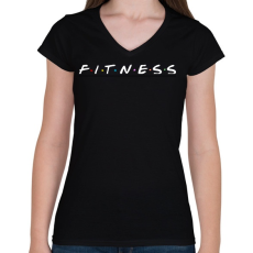 PRINTFASHION Fitness Friends - Női V-nyakú póló - Fekete