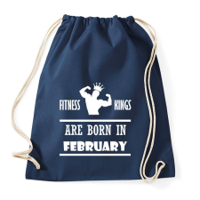 PRINTFASHION Fitnessz királyok februárban születtek - Sportzsák, Tornazsák - Sötétkék tornazsák