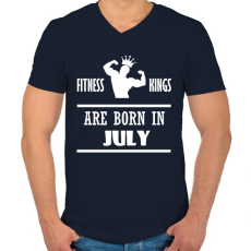 PRINTFASHION Fitnessz királyok júliusban születtek - Férfi V-nyakú póló - Sötétkék