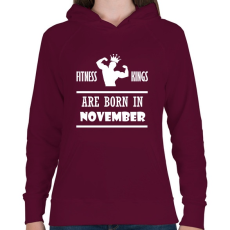 PRINTFASHION Fitnessz királyok novemberben születtek - Női kapucnis pulóver - Bordó