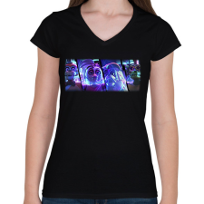 PRINTFASHION FIVE NIGHTS AT FREDDYS #3 - Női V-nyakú póló - Fekete női póló