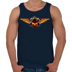 PRINTFASHION Flaming skull - Férfi atléta - Sötétkék