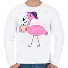 PRINTFASHION Flamingo  - Férfi pulóver - Fehér