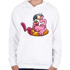 PRINTFASHION Flamingo  - Gyerek kapucnis pulóver - Fehér
