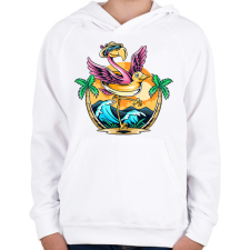 PRINTFASHION Flamingo - Gyerek kapucnis pulóver - Fehér gyerek pulóver, kardigán