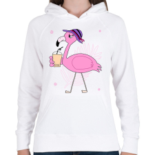 PRINTFASHION Flamingo  - Női kapucnis pulóver - Fehér női pulóver, kardigán