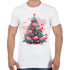 PRINTFASHION Flamingós karácsonyfa - Férfi póló - Fehér