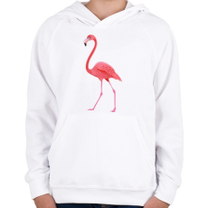 PRINTFASHION Flamingós póló - Gyerek kapucnis pulóver - Fehér