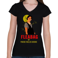 PRINTFASHION FLEABAG - Női V-nyakú póló - Fekete női póló