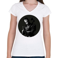 PRINTFASHION Floki - Vikings - Női V-nyakú póló - Fehér női póló