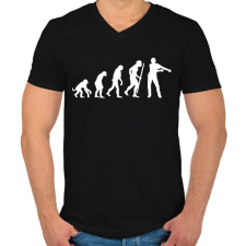 PRINTFASHION Floss dance evolúció - Férfi V-nyakú póló - Fekete férfi póló
