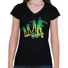 PRINTFASHION Floss like a Boss - Női V-nyakú póló - Fekete női póló