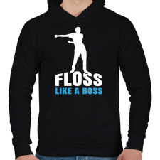 PRINTFASHION Floss like a boss - tánc - Férfi kapucnis pulóver - Fekete férfi pulóver, kardigán
