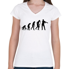 PRINTFASHION Floss tánc evolúció - Női V-nyakú póló - Fehér női póló