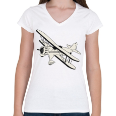 PRINTFASHION flying - Női V-nyakú póló - Fehér