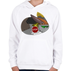 PRINTFASHION Flying Robot Rabbit - Gyerek kapucnis pulóver - Fehér