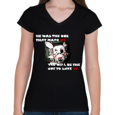 PRINTFASHION fnaf mangle dalszöveggel - Női V-nyakú póló - Fekete női póló