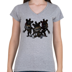PRINTFASHION Fnaf - Női V-nyakú póló - Sport szürke