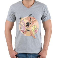 PRINTFASHION Fnaf pasztell színek - Férfi V-nyakú póló - Sport szürke