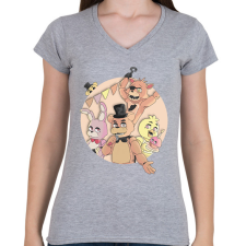PRINTFASHION Fnaf pasztell színek - Női V-nyakú póló - Sport szürke női póló