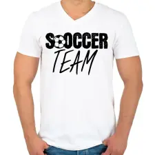 PRINTFASHION Foci csapat - Férfi V-nyakú póló - Fehér férfi póló