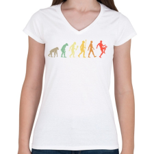 PRINTFASHION Foci Evolúció - Női V-nyakú póló - Fehér női póló