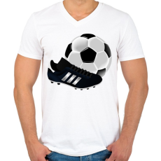 PRINTFASHION Foci - Férfi V-nyakú póló - Fehér