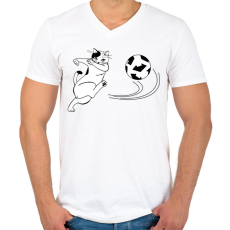 PRINTFASHION Foci - Férfi V-nyakú póló - Fehér