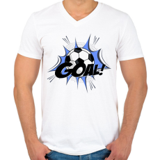 PRINTFASHION Foci - Férfi V-nyakú póló - Fehér